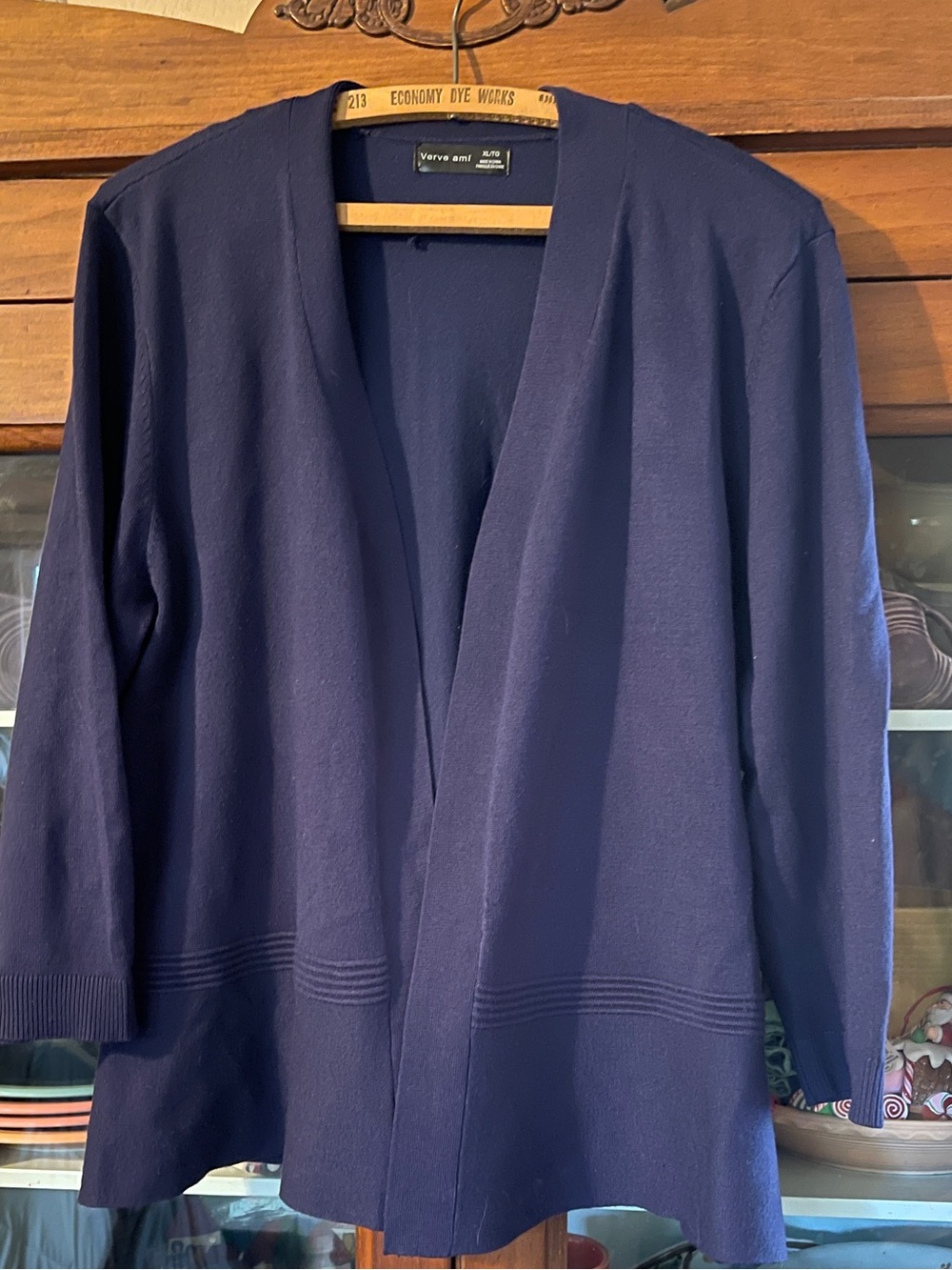 Verve Ami Navy Open-Front Knit Cardigan